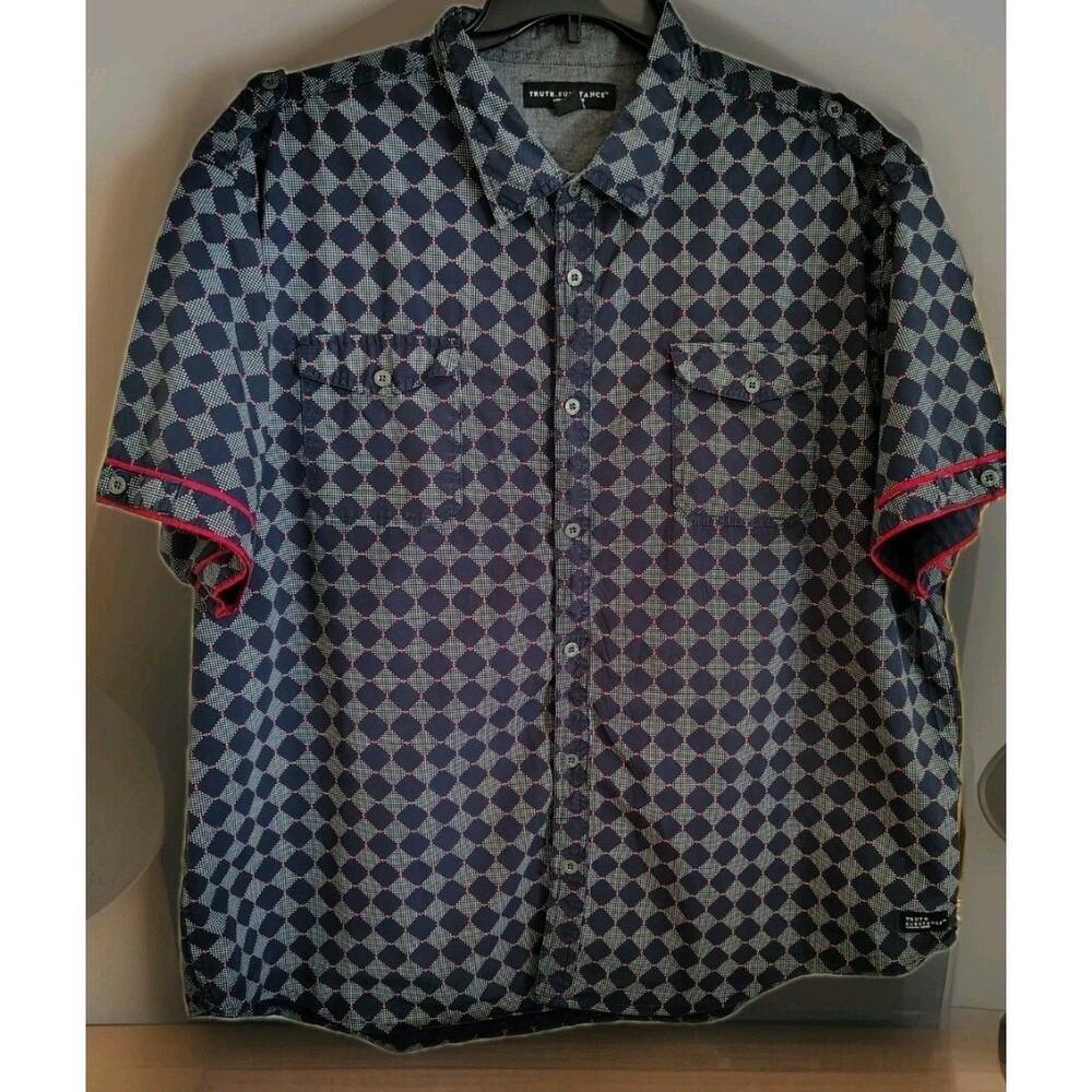 Truth Substance Common Sense Shirt Size 4X Shirt Button Diamond Pattern Cotton